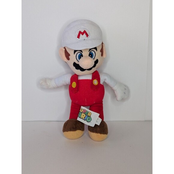 Set 3 Super Nintendo Mario White Hat Red Fire & 2 Mushroom Plush - Picture 3 of 14